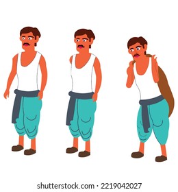 3 male 2d character vector in illustrator