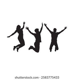 3 Man jumping silhouette vector