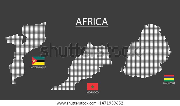 3 Map Africa Mauritius Morocco Mozambique Stock Vector Royalty Free 1471939652