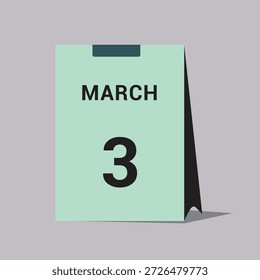 3 march calendar date icon minimal desk calendar vector illustration