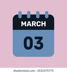 3 march calendar icon vector number date design background