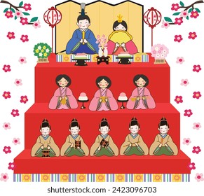 3 march is Japanese Doll Festival of Hina Matsuri vector illustration