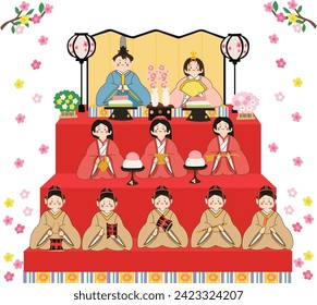 3 march is Japanese Doll Festival of Hina Matsuri vector illustration