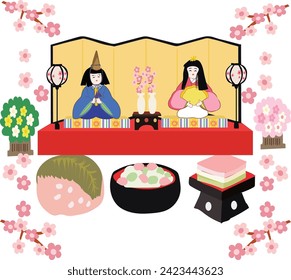 3 march is Japanese Doll Festival of Hina Matsuri vector illustration