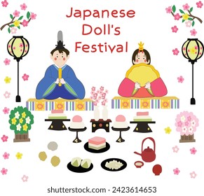 3 march is Japanese Doll Festival of Hina Matsuri vector illustration