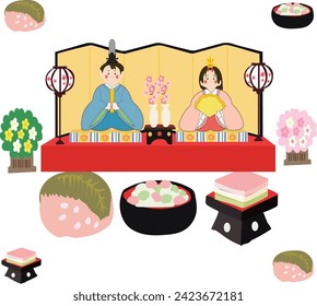 3 march is Japanese Doll Festival of Hina Matsuri vector illustration