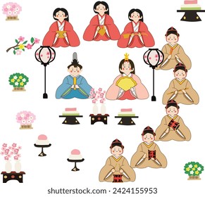 3 march is Japanese Doll Festival of Hina Matsuri vector illustration