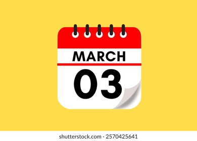 3 March month single day vector, illustration, calendar with maroon, rose and white color background calendar March 3