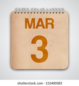 3 March on Old Notebook Vector