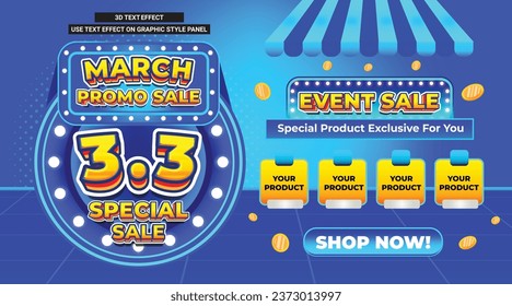 3 3 MARCH PAYDAY SPECIAL SALE EVENT 3D TEXT EDITABLE CASHBACK DISCOUNT FLASH SALE SOCIAL MEDIA PROMO GIVEAWAY TEMPLATE BACKGROUND