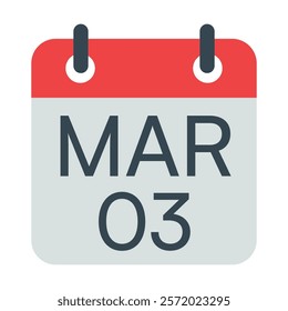 3 March Vector Calendar Icon. Isolated Vector Calendar. 