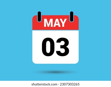 3 de mayo Fecha del calendario Icono plano Día 3 Ilustración vectorial