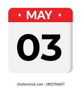 3 May calendar icon, vector illustration