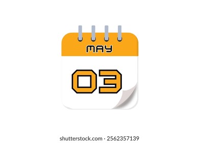 3 May month single day vector, illustration, calendar with yellow, black and white color background calendar May 3