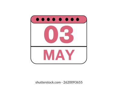 3 maio mês vetor dia único, ilustração, calendário com pêssego, preto e branco ícone de calendário de fundo de cor de maio 3
