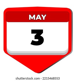 3. Mai Vektorsymbol Kalendertag. 3 Mai. Dritter Mai-Tag. Nummer des dritten Datums. 3-tägiger Kalender. Drei Verabredungen. Weltpressefreiheit, polnische Verfassung