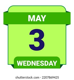 3 May, Wednesday. Date template. Useful design for calendar or event promotion. Vector illustration EPS 10 File. Isolated on white background.