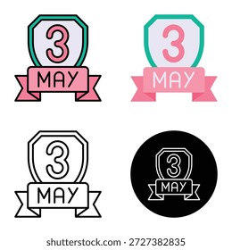 3 De Mayo Día Mundial De La Prensa Icono De La Insignia Del Día De La Libertad, Adecuado Para App Móviles, App De Web Y Medios Impresos. Múltiples iconos de estilo, 