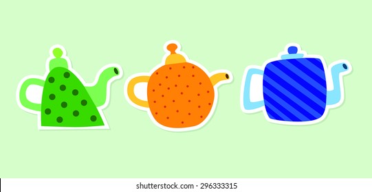 3 merry kettle. Vector illustration