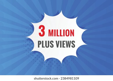 botón web de texto de 3 millones más vistas. Etiqueta de banner de 3 millones más vistas
