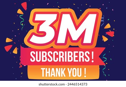3 Million subscribers, 3000000 subscribers thank you. celebration modern colorful design