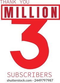 3 Millionen Abonnent Achivement Symbol Design für Social Media. Vektorillustration. EPS