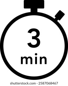 3 minute stopwatch icon (black)