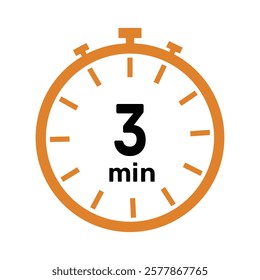 3 minute Timer, clock, icon vector stopwatch isolated icons. Countdown timer symbol.