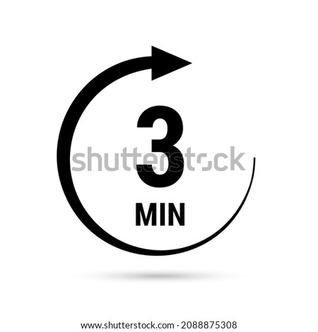 3 minute vector icon, stopwatch symbol, countdown. Isolated illustration with timer. 
