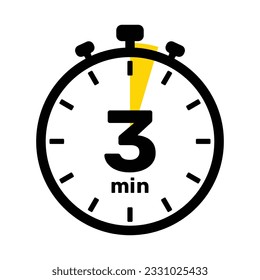 3 Minutes Analog Clock Icon white background .