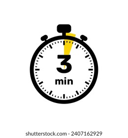 3 Minutes Analog Clock Icon white background design.