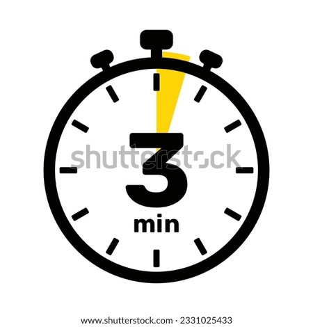 3 Minutes Analog Clock Icon white background .
