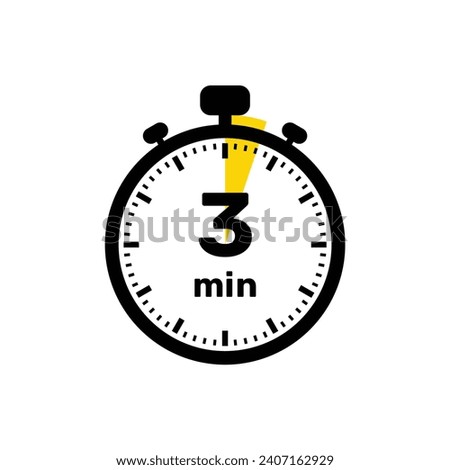 3 Minutes Analog Clock Icon white background design.