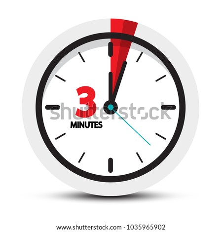 3 Minutes Icon. Clock Face with Three Minute Symbol.