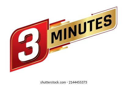 3 minutes isolated on white background. Time concept. Vector illustration.