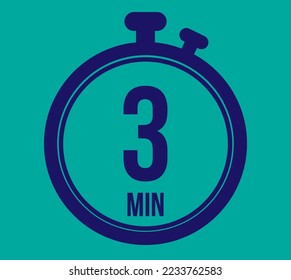 3 minutos. Icono de vector Stopwatch. Vector con temporizador de programación para citas y tareas