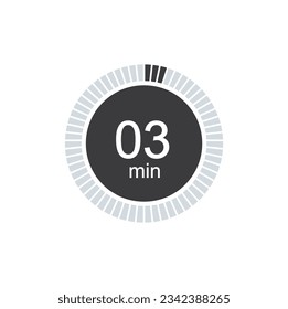 3 Minuten Zeitmesser Uhr, Timer 3 min Symbol.