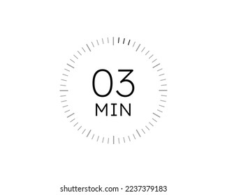 3-minütige Uhren, Timer 3 min-Symbol, Vektorgrafik