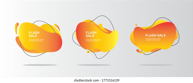 3 modern abstract liquid shape graphic elements. Colorful gradient flat style design template for banner, logo, flyer and presentation.