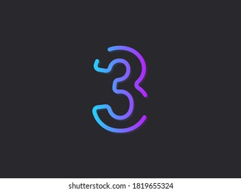 3, modern gradient number. Trendy, dynamic creative style design. For logo, brand label, design elements, application and more. Isolated vector illustration