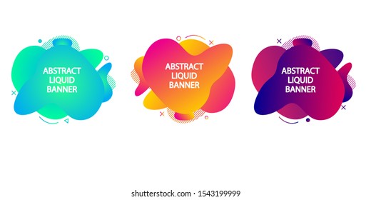 3 Modern liquid abstract element graphic gradient flat style design fluid vector colorful illustration set banner simple shape template for logo, presentation, flyer, isolated on white background.

P