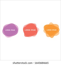3 Modern liquid abstract element shape memphis style design fluid vector colorful illustration set. Banner simple shape template for presentation, flyer, brochure isolated on white background.