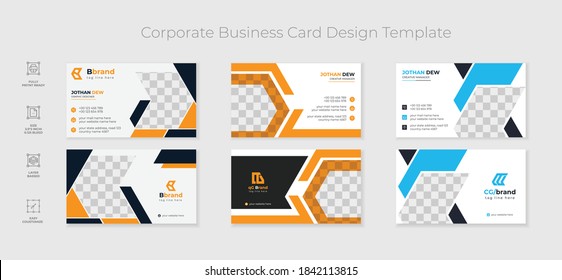 3 modern minimal corporate business card template design 