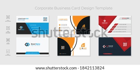 3 modern minimal corporate business card template design 