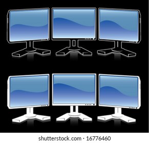 3 Monitors In A Dark Environment