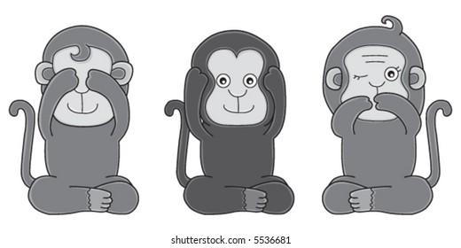 3 monkey with no see, no hear and no talk.