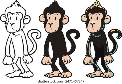 3 monos con diferente color