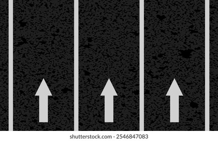 3 moving forward highway road marking, city street direction mark, vector illustration