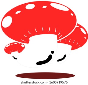 3 mushroom designs with cute characters, suitable for various advertising designs, grapich design for children's book