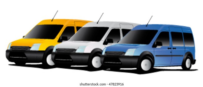 3 new no name  delivery van - vector illustration